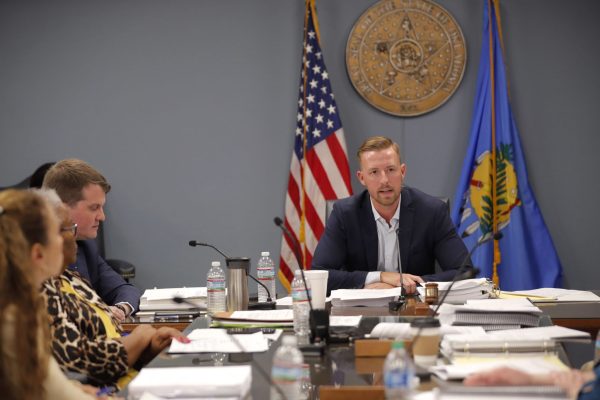 Ryan Walters, Oklahoma's state superintendent of public instruction, speaks during a state Board of Education meeting in August 2023.