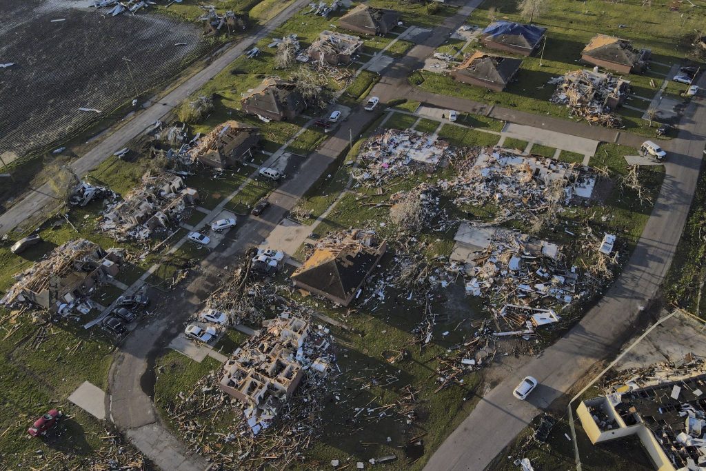 Homes were destroyed by an EF-4 tornado that tore through Rlling Fork, Miss., March 27.