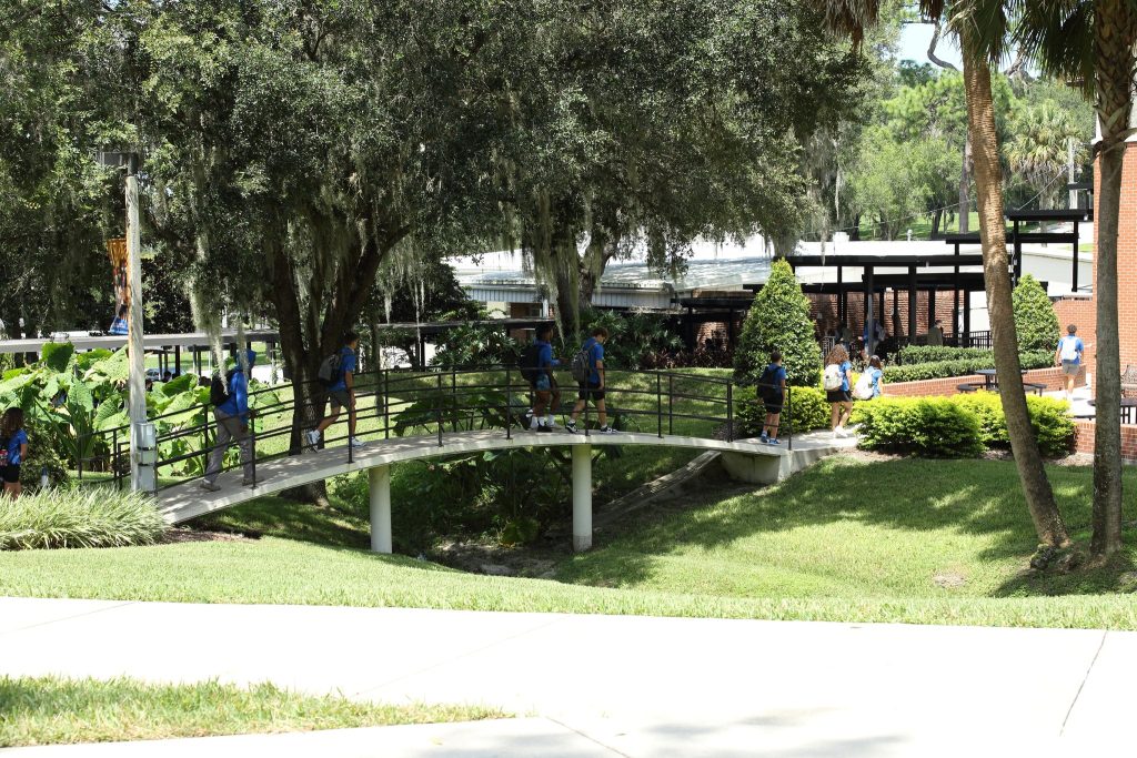 Students on the campus of Mount Dora Christian Academy.