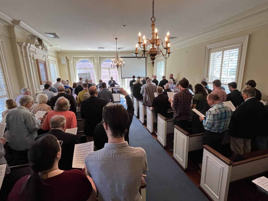 Attendees sing during a special chapel asssembly at Harding School of Theology in Memphis, Tenn.