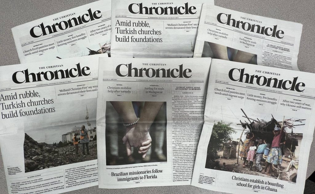 Issues of The Christian Chronicle with its 2024 redesign.