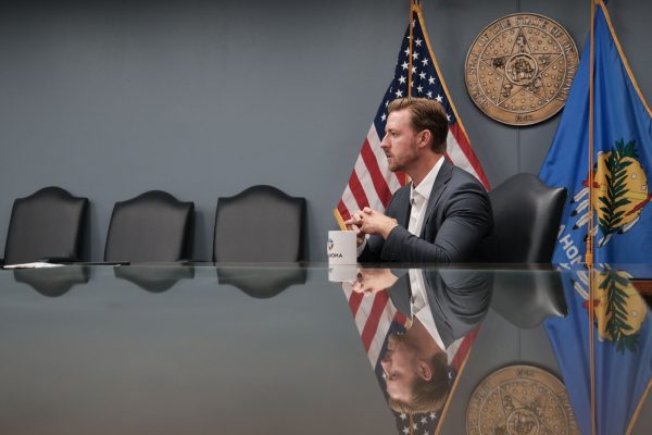 Ryan Walters, Oklahoma's superintendent of public instruction, answers questions during an interview with The Christian Chronicle.