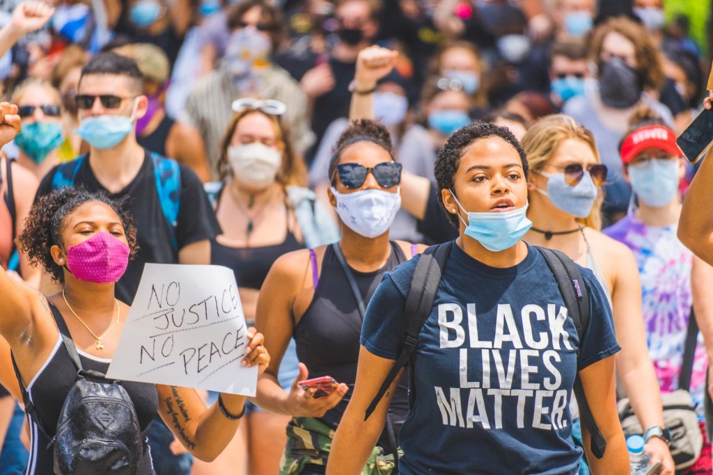 Crowds march for justice at a protest in Cincinnati, Ohio, following the death of George Floyd.