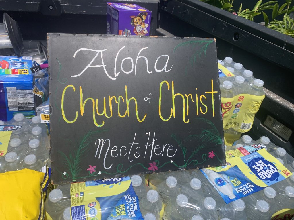 Aloha Church of Christ offers supplies for wildfire victims.