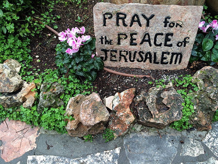 A sign in the Garden Tomb in Jerusalem.