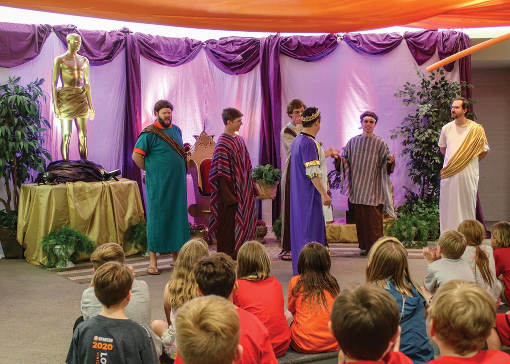 VBS at the Brentwood Hills Church of Christ included a golden statue of King Nebuchadnezzar to tell the story of Shadrach, Meshach and Abednego.