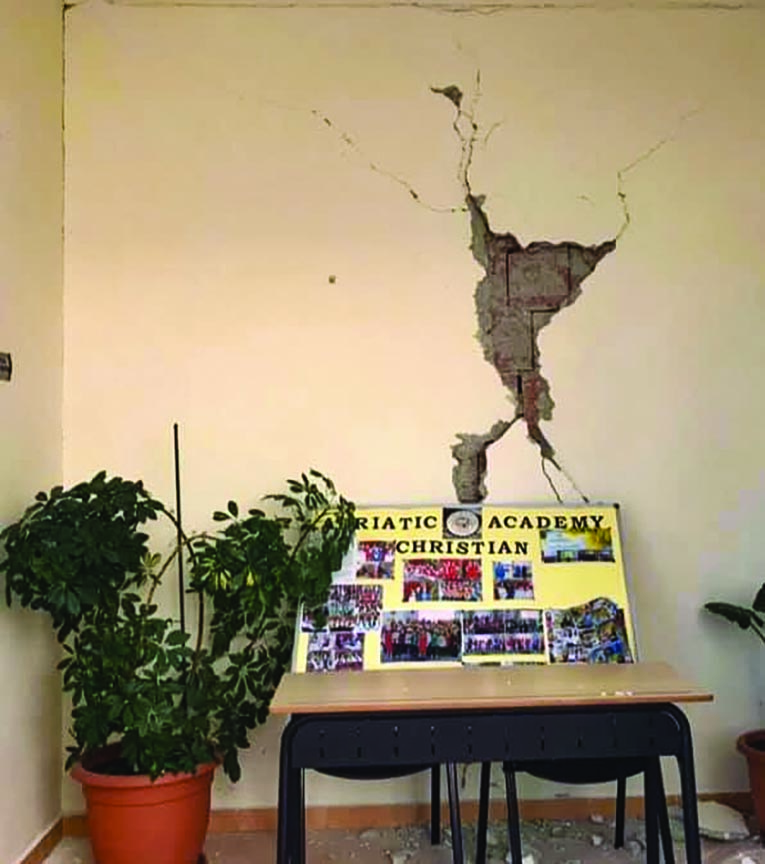 The earthquake cracked walls in the Adiatric Church of Christ’s meeting place.