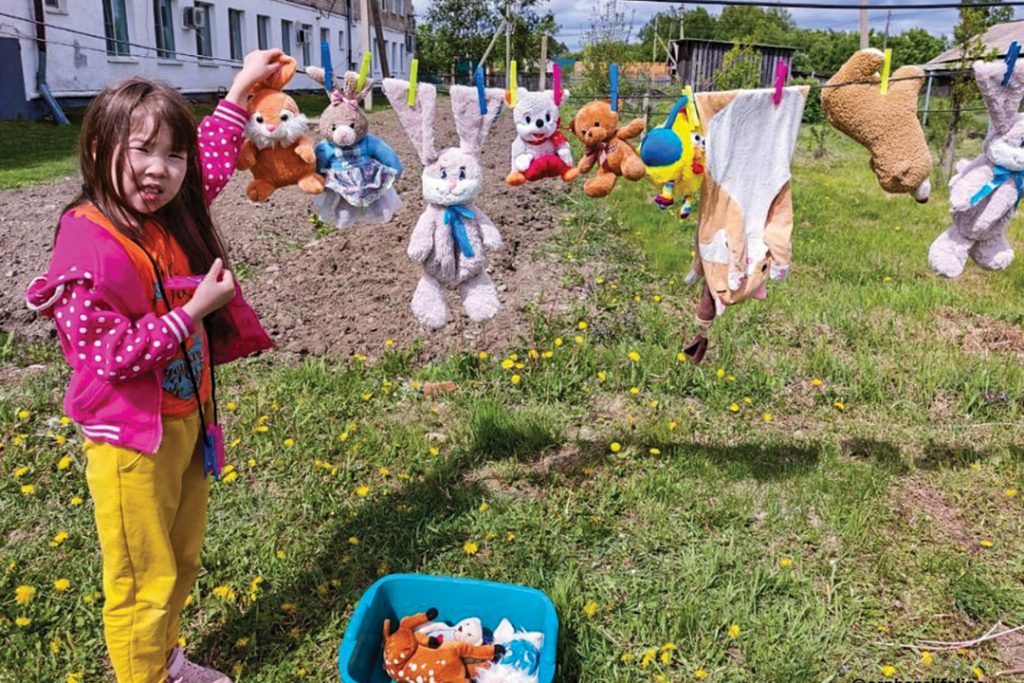 Bunnies, teddy bears and blankets get special attention during “toy washing day” at Nikhain Children’s Home in eastern Siberia.