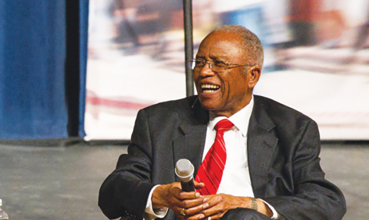 Civil rights attorney Fred Gray speaks at Oklahoma Christian University in 2015.