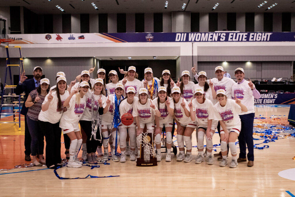 Lubbock Christian University's Chaparrals celebrate their latests NCAA Division II title.