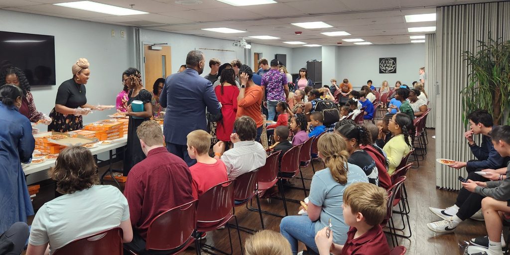 Church members share a meal after the Sharing the Spirit service.