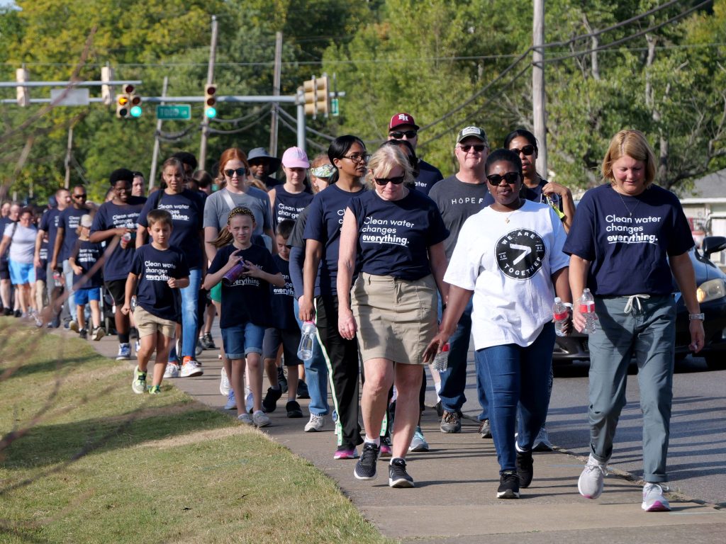 Participants in the Greater Together Walk4Water march through Smyrna, Tenn., on a recent Sunday to raise money for Healing Hands International, which is associated with Churches of Christ.