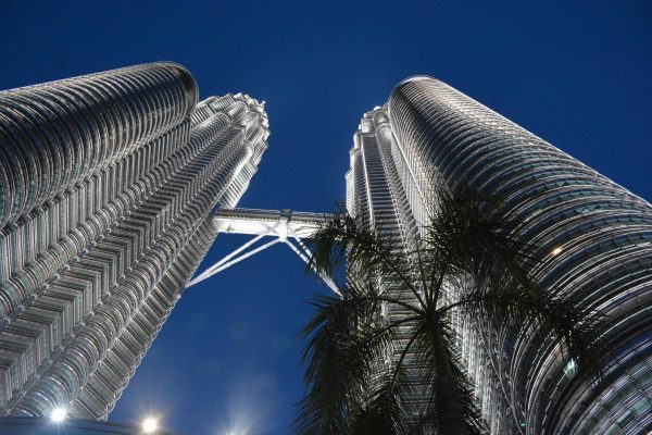 The Petronas Twin Towers in Kuala Lumpur, Malaysia.