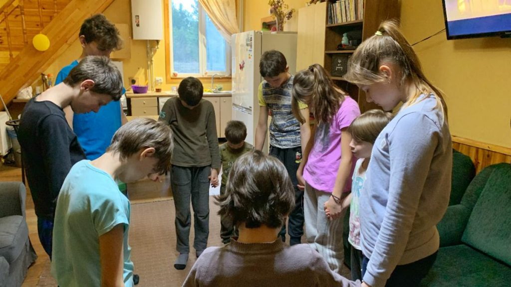 A prayer at a children's home in Ukraine